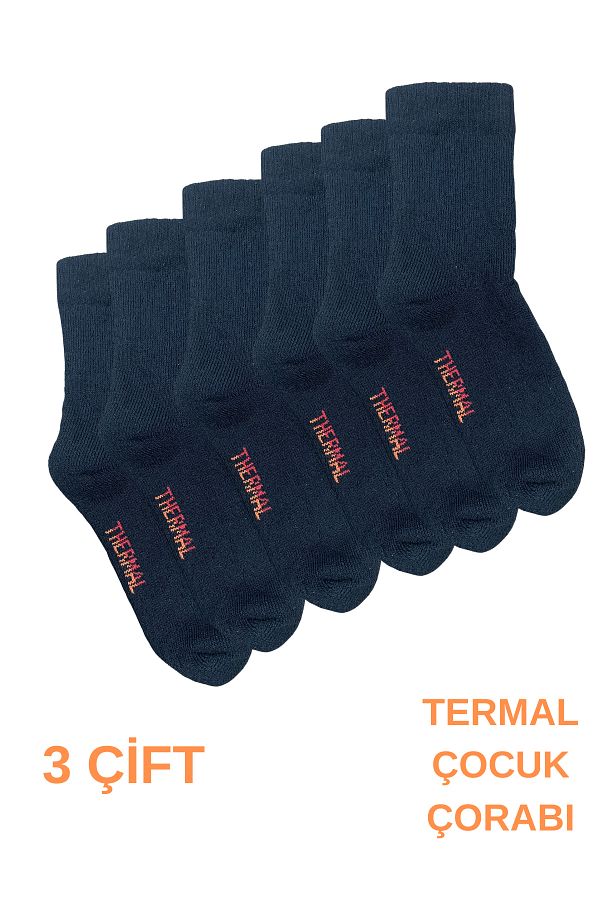 socksbox-ȘOSEȚI NEGRI FĂRĂ FĂTĂ TERMIC DE IARNĂ FĂTĂ/BĂIET/3 PERECHI/ 1