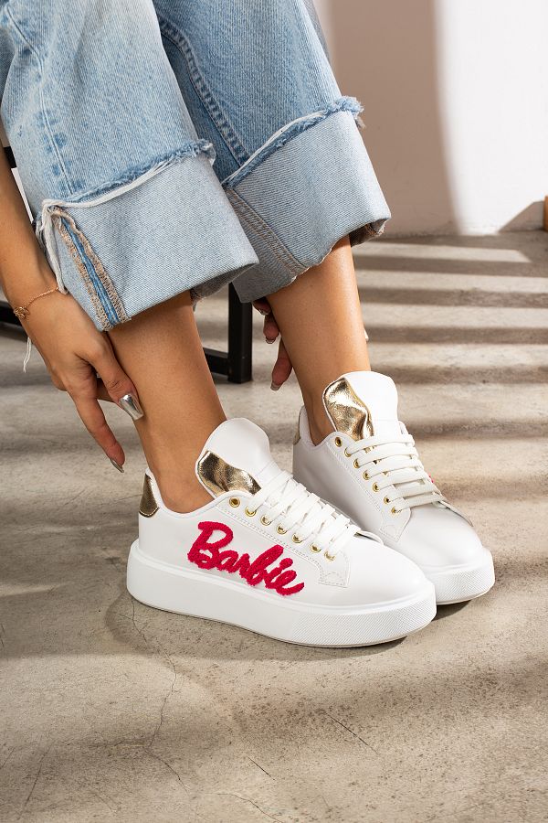Yula Fashion Shoes Barbie White Skin White Sole Casual Sports Snekers Trendyol