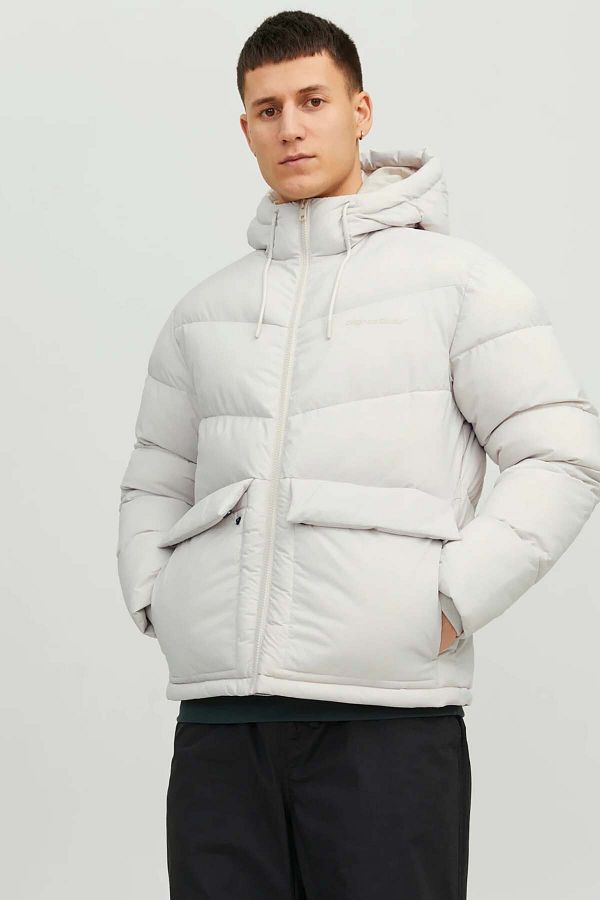 Jack Jones Men s Jorvesterbro Hooded Waterproof Puffer Coat 12238849 Stone Trendyol