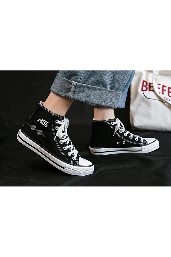 Touz Moda Arctic Monkeys Printed Black Rock Series Canvas Shoes Trendyol