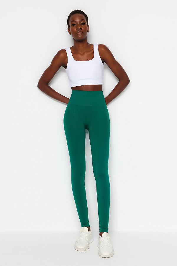 Trendyol Collection Dark Green Seamless Seamless Gathering Full Length Knitted Sports Tights TWOAW23TY00027 Trendyol