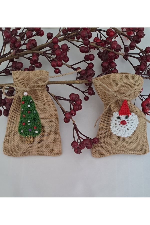 SOUL BY A&B-Christmas Jute Pouch Christmas Tree Santa Claus Figured Christmas New Year Socks Pouch Gift Pouch 1