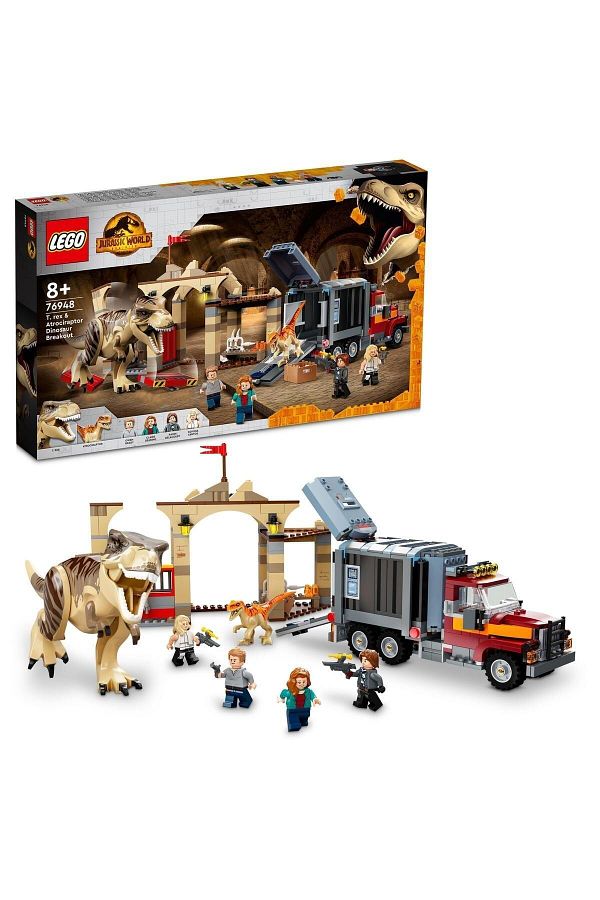 LEGO-® Jurassic World T. rex and Atrociraptor Dinosaur Escape 76948 - Toy Building Set (466 Pieces) 1