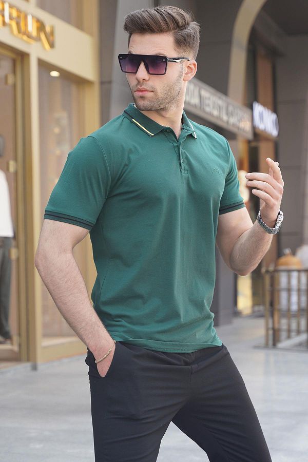 Madmext Dark Green Polo Neck Men s T Shirt 6113