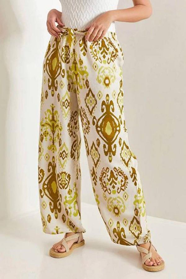 Patterned linen trousers new arrivals