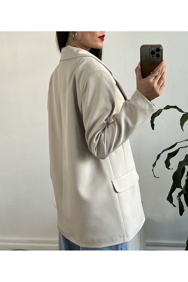 minaaise Oversize Stone Color Blazer Jacket 24022 Trendyol