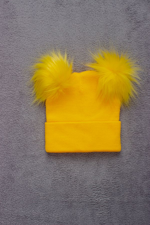 ADABEBEK-Tricotaj unisex cu pompon dublu de culoare uni Beanie Copii Baiat 1