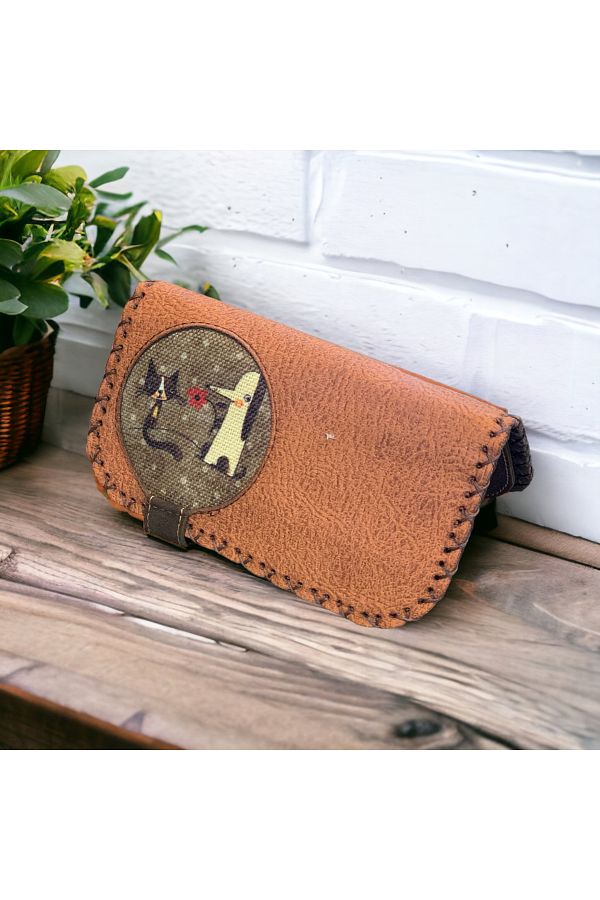 a kedi Authentic Handcrafted Design Money Wallet Gift Cat and Dog Trendyol