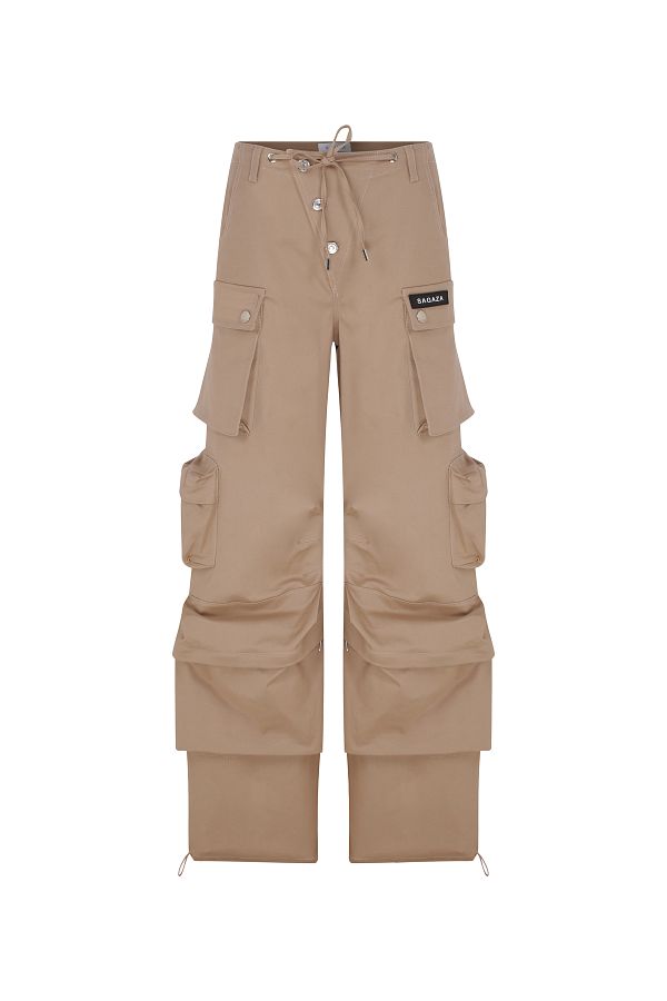 Loose cargo trousers in viscose - Beige - Sz. 42-60 - Zizzifashion