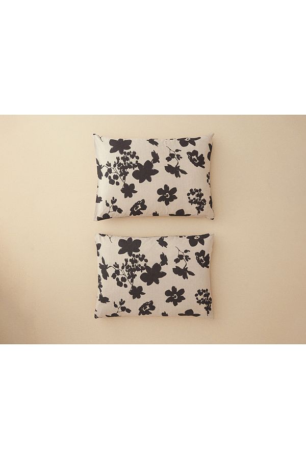 English Home-Cosmos Garden Digital Printed Soft Cotton 2-Piece Pillow Case 50x70 Beige 1