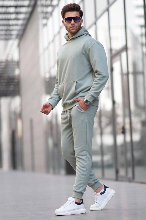 Madmext Mint Green Hooded Basic Tracksuit Set 5928