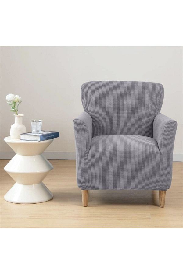 uzhanem-Lycra Fabric - Square Patterned Armchair Single Sofa Cover 1