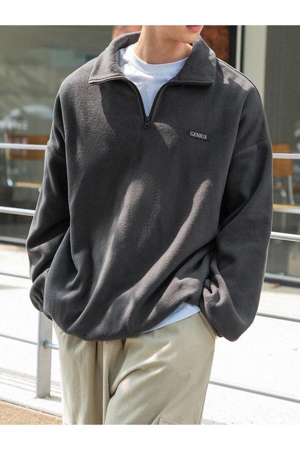 GENIUS STORE Men s Polar Oversize Sweatshirt Polar Sweatshirt Trendyol