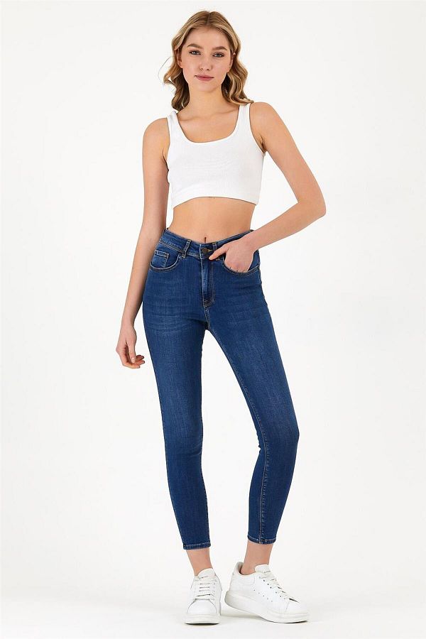 EXPLODE-- Dámske Slim Fit Jeans námornícka modrá 1