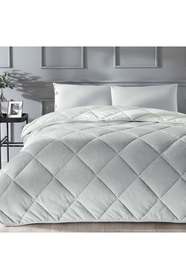 Taç-TAÇ TEDDY WARMER FLEECE QUILT SET SINGLE GRAY 1