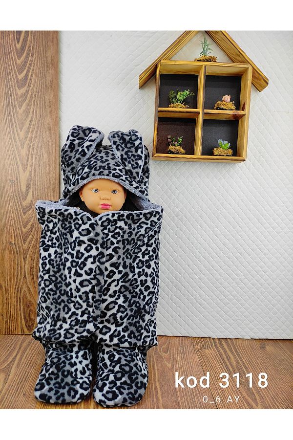 FEKRA BABY Newborn 0 6 Months Baby Outer Swaddle Sleeping Bag Wellsoft Plush Hooded Wrap Blanket Trendyol