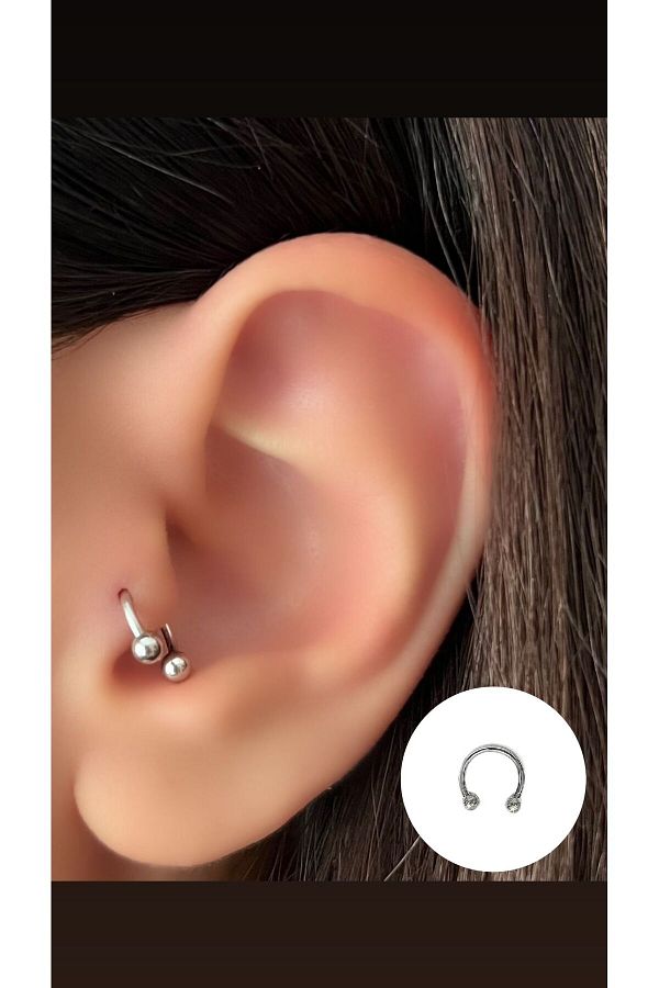 Piercing Market Steel Silver Surgical Steel Cartilage Helix Tragus Piercing Earring Trendyol
