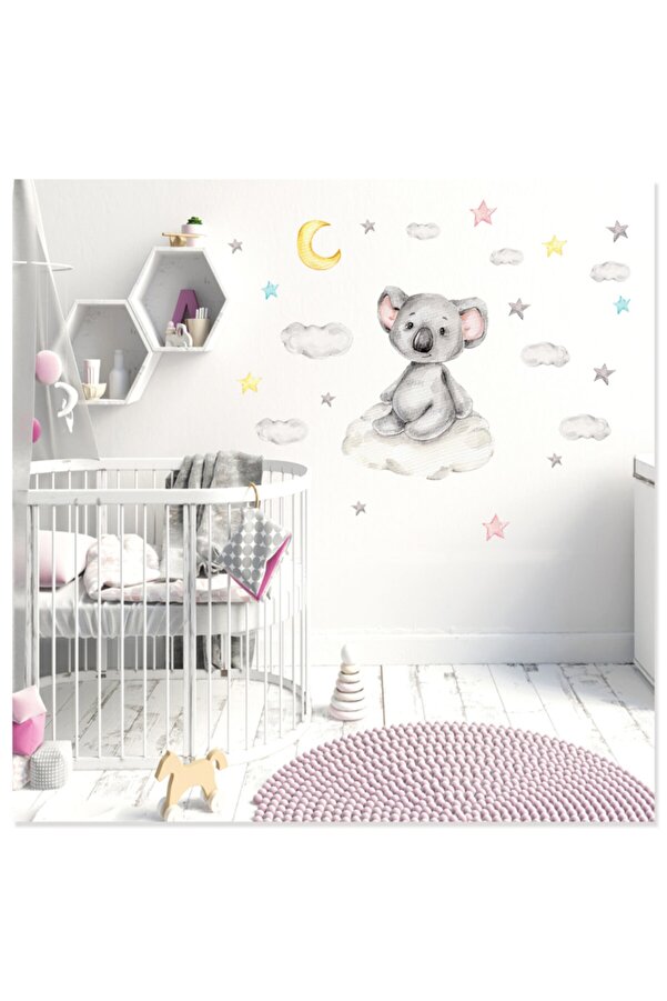 Sticker Sepetim Pui de raton așezat pe nor Nor și stele Autocolant de ...