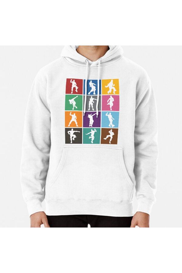 ZOKAWEAR Battle Royale Victory Dance Rainbow lattice Funny White Hooded Sweatshirt Hoodie Trendyol