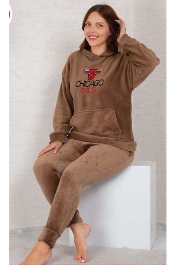 mervemoda-Γυναικεία φόρμα διπλής φόρμας Coffee soft soft υψηλής ποιότητας. 1