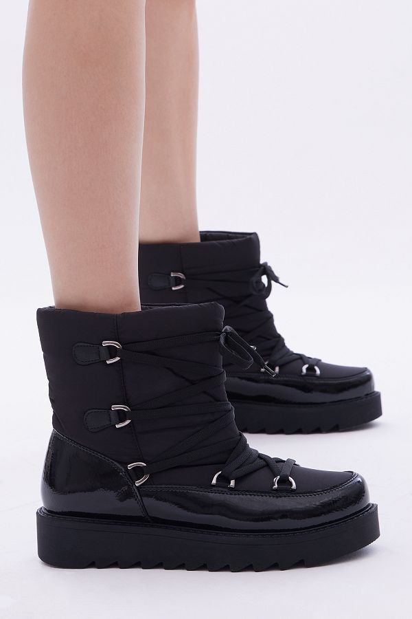 Black patent leather snow boots deals
