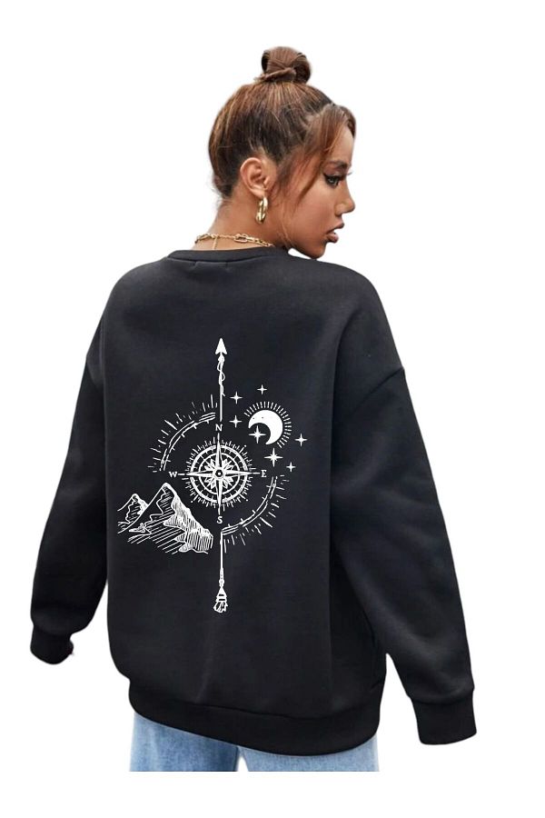 BENROMA Unisex COMPASS printed Oversize Sweatshirt