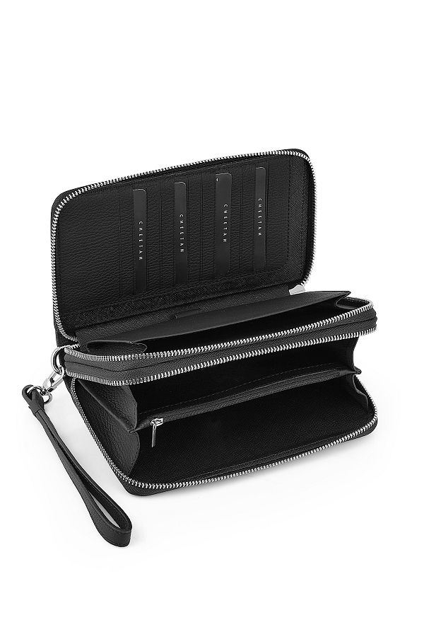 cheetah quality Venice Double Zipper Genuine Leather Portfolio Wallet Men Women Trendyol
