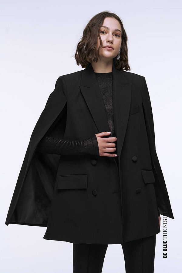 Zara cape blazer sales black