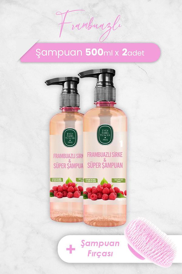 Eyüp Sabri Tuncer-500 ml Raspberry Shampoo - X 2 Pieces and Shampoo Brush 1