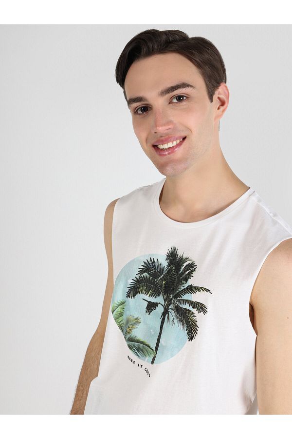 Colin's-Tricou alb pentru bărbați, cu croiala normală - imprimat 1