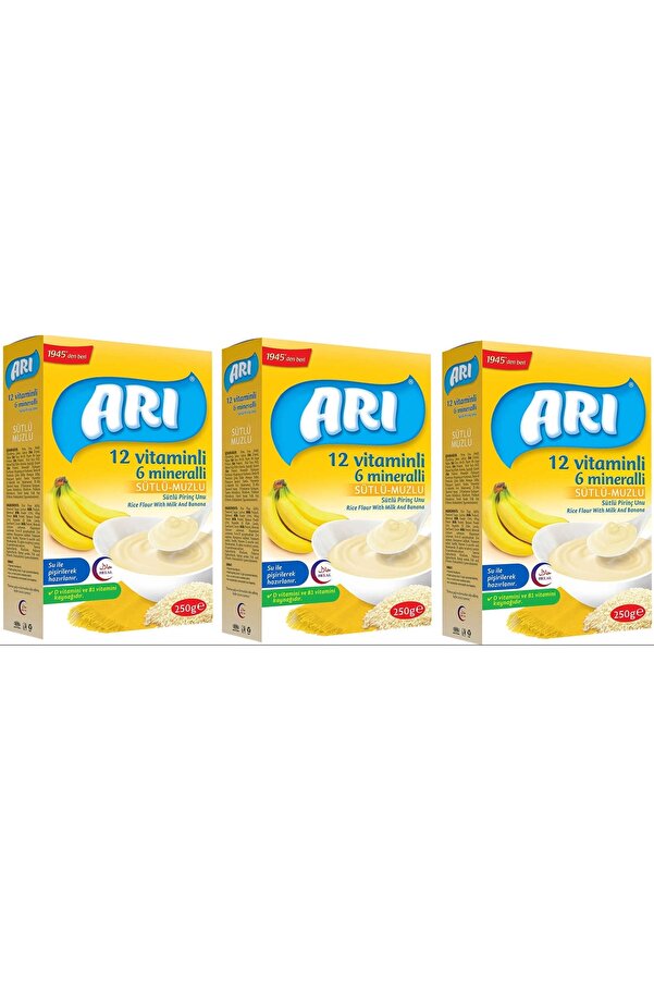 Arı Mama Sütlü Muzlu Pirinç Unu 250 gr X 3 Adet