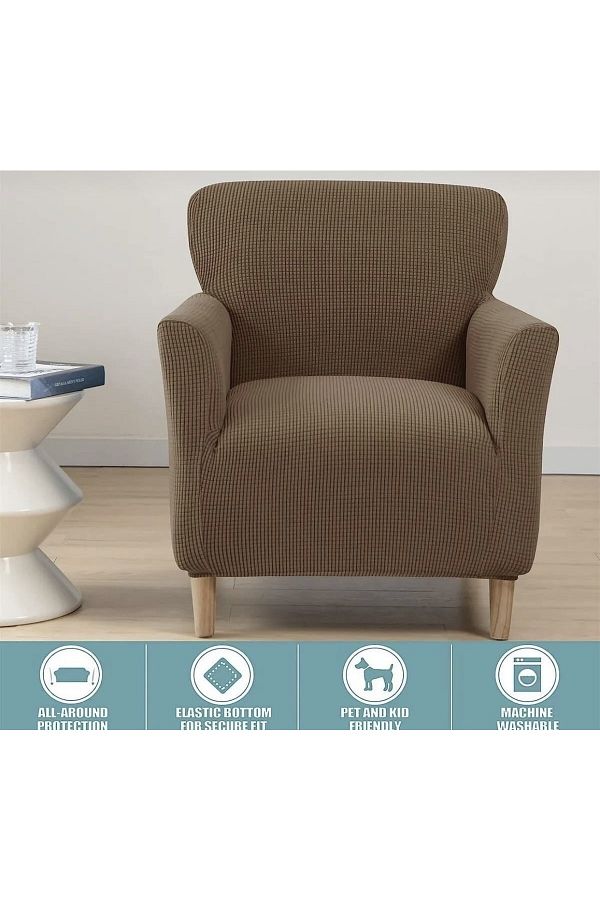 uzhanem-Lycra Fabric - Square Patterned Armchair Single Sofa Cover 1