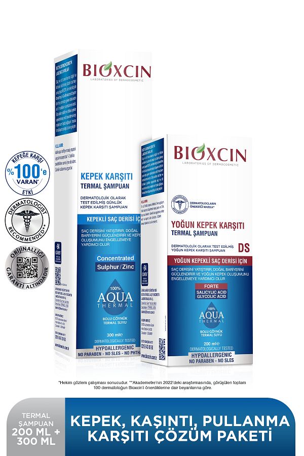Bioxcin-Aquathermal DS 200 ML and 300 ML Shampoo Set with Effect on Dandruff 1