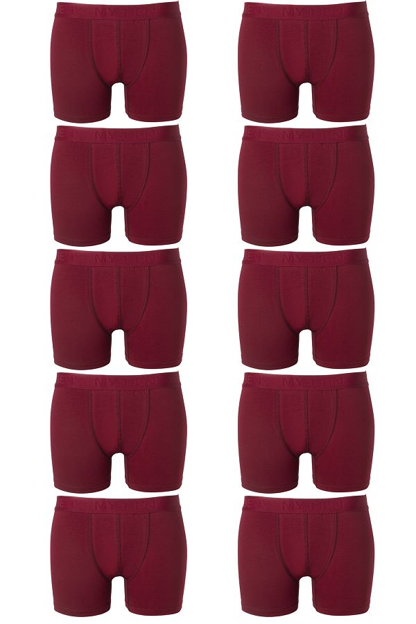 MyBen-Boxer de 10 bucăți din bumbac și lycra de culoare burgundă, ultra confortabil, complet Lycra, bumbac pieptănat compact B-910 1