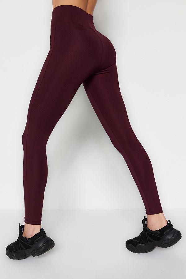 Trendyol Collection-Sötét cseresznye széles derékú rugalmas extra helyreállító teljes hosszúságú kötött sport leggings TWOAW21TA0029 1