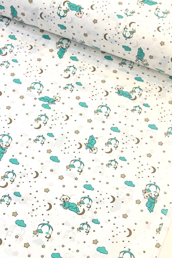 daisy star Mint Minik Bebek Nevresimlik Poplin Kumaş