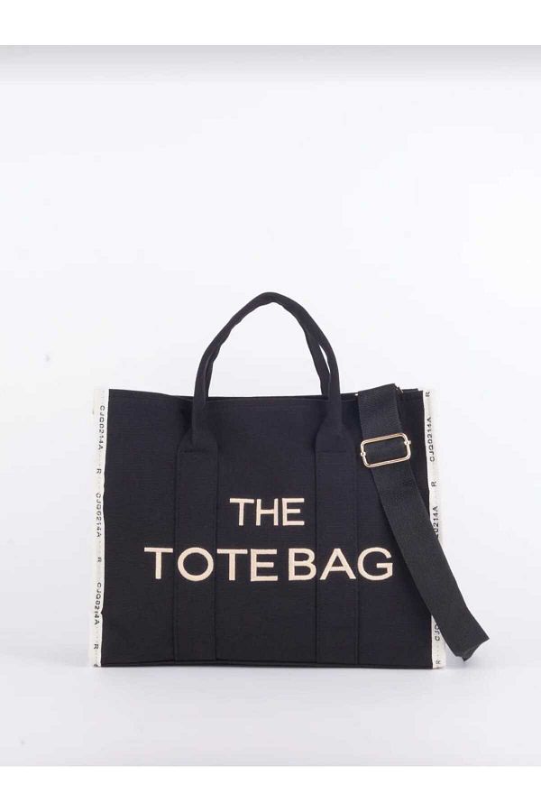 Leila Canvas Tote Bag Zipper Closure Hand and Shoulder Crossbody Bag Trend Bag Trendyol