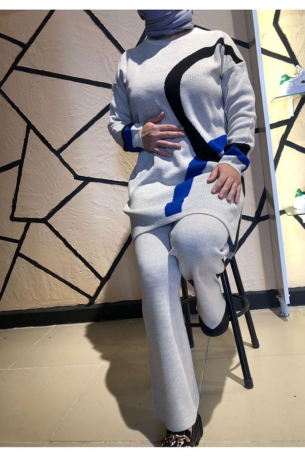NEFA QU Z Colorful Striped Knitwear Double Set Trendyol