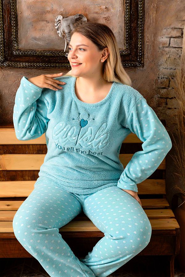 Nisanca Plush Fleece Pajama Set Winter Plus Size Women s Pajamas Trendyol