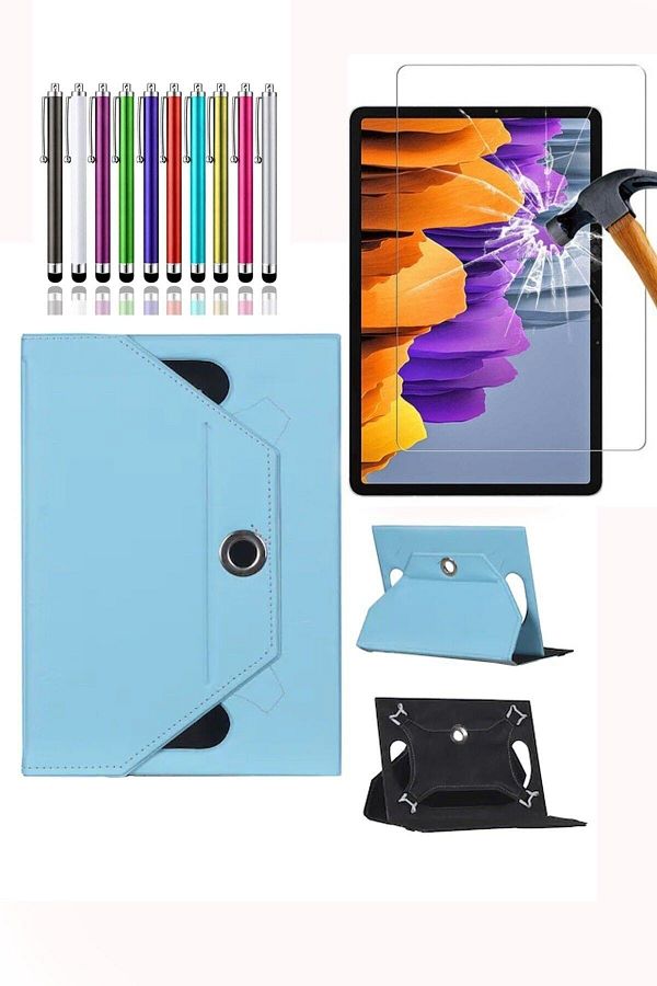 Huawei-Huawei Mediapad T5 10.1 - Universal 360 Swivel Case with Screen Protector and Pen 1