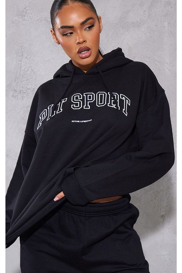 DUBU BUT K Plt Sport Tracksuit Set Sweatshirt Jogger Black Printed Oversize Hooded Rubber Leg Trendyol