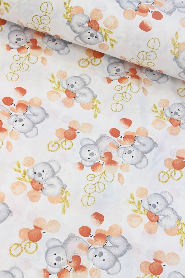 Camelia Koala Somon Balon Nevresimlik Poplin Kumaş
