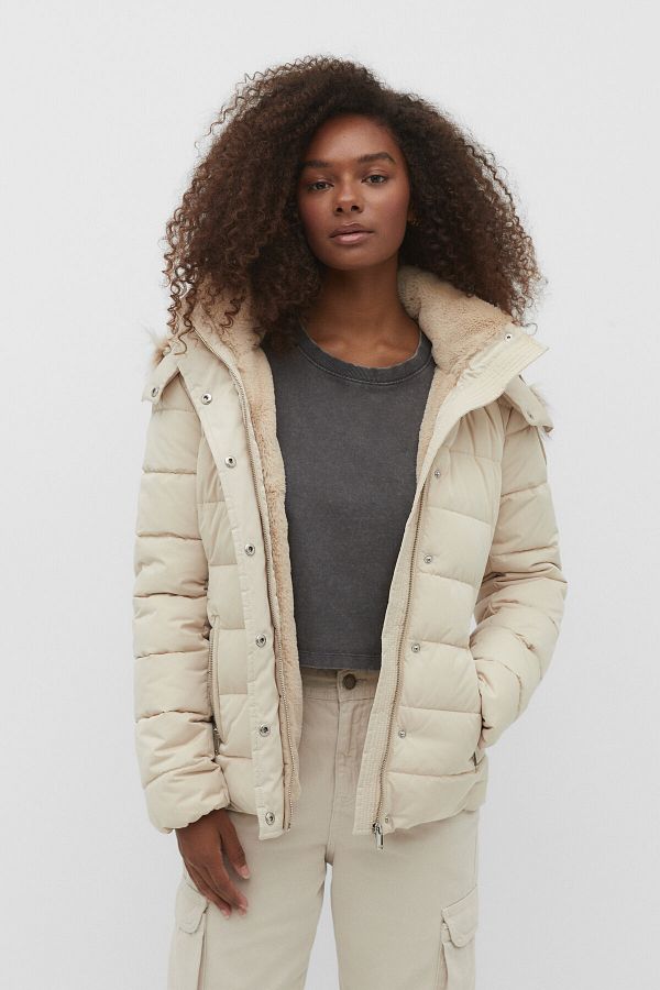 Stradivarius Winter Jacket Ecru Puffer Trendyol