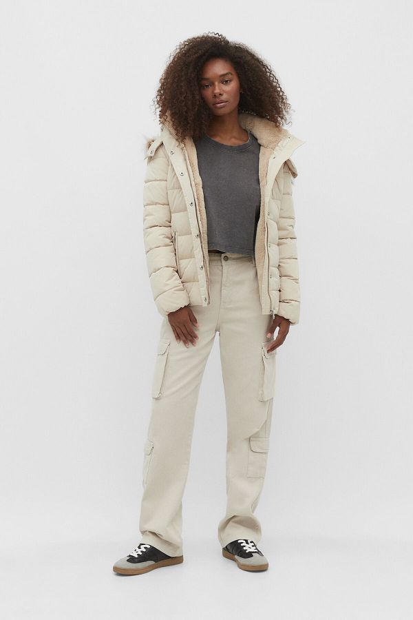 Stradivarius Winter Jacket Ecru Puffer Trendyol
