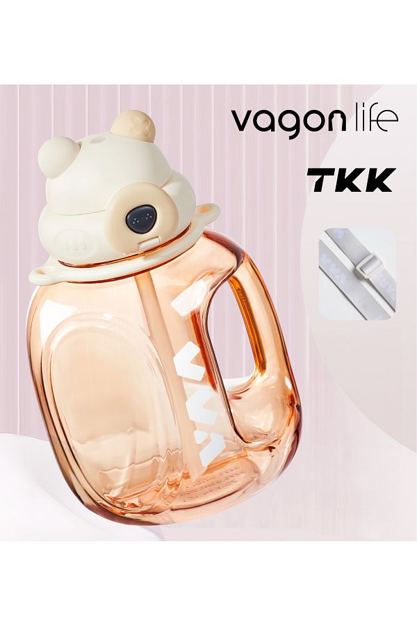 Vagonlife-قارورة TKK 1200 مل تريتان مع غطاء قابل للقفل وحزام حمل مناسب للاستخدام مع أو بدون الفراولة 1