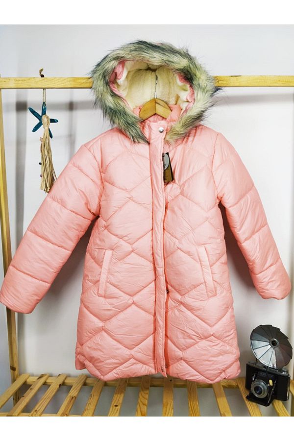 Kerata Kids 10 13 Years Old Long Model Thick Girl s Coat Gilded Hooded Winter Coat Trendyol