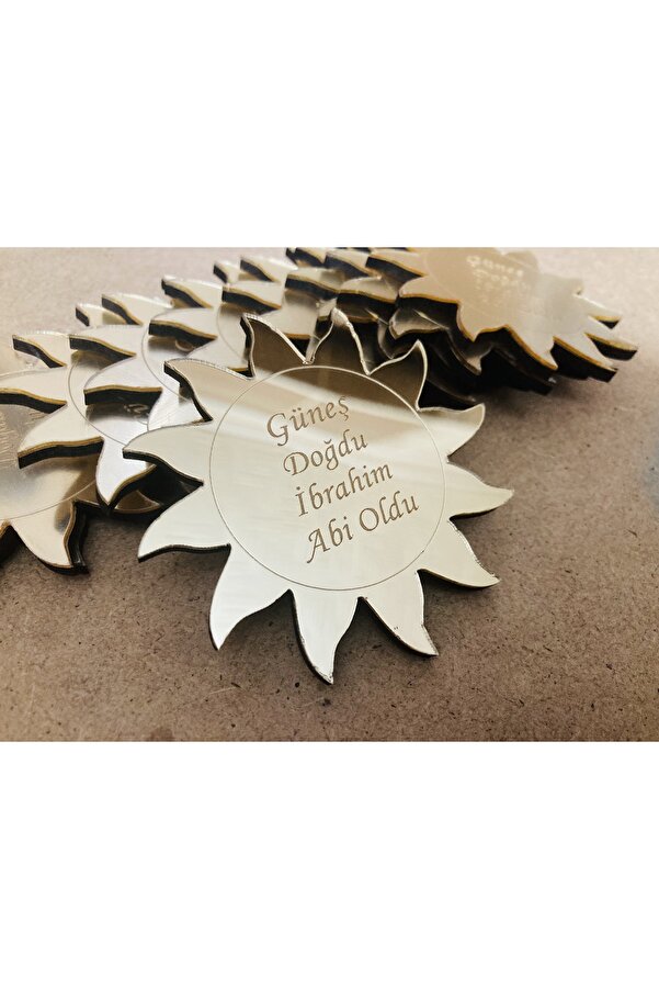 guluslazerkesim 25 ADET PLEKSİ GÜNEŞ MAGNET GÜNEŞ DESENLİ BEBEK DOĞUM MEVLÜT HATIRASI MAGNET