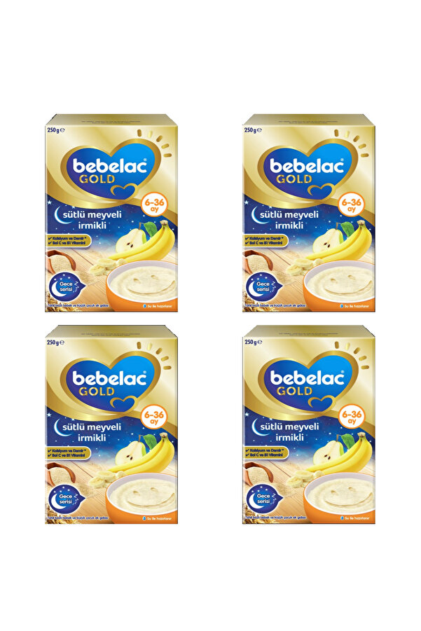 Bebelac Gold Sütlü Meyveli İrmikli Kaşık Mama 250 GR 6+ Ay 4`lü Avantaj Paketi (1000GR)