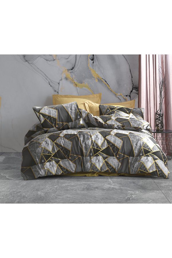 ergin home-Marble Patterned Elastic Cotton Double Bedding Set 1