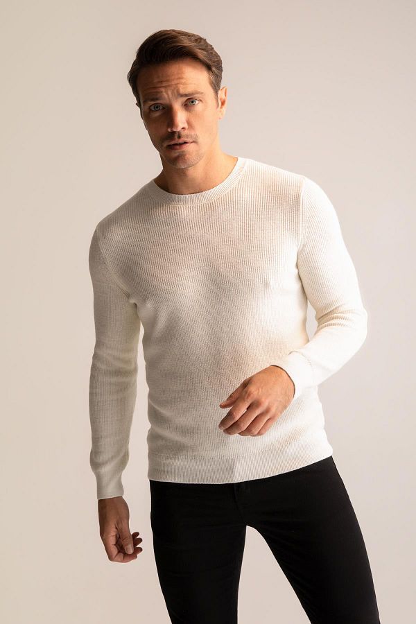 DeFacto-Regular Fit Crew Neck Knitwear Sweater 1